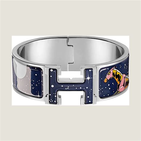 HERMES Enamel Printed Space Derby Wide Clic Clac H 